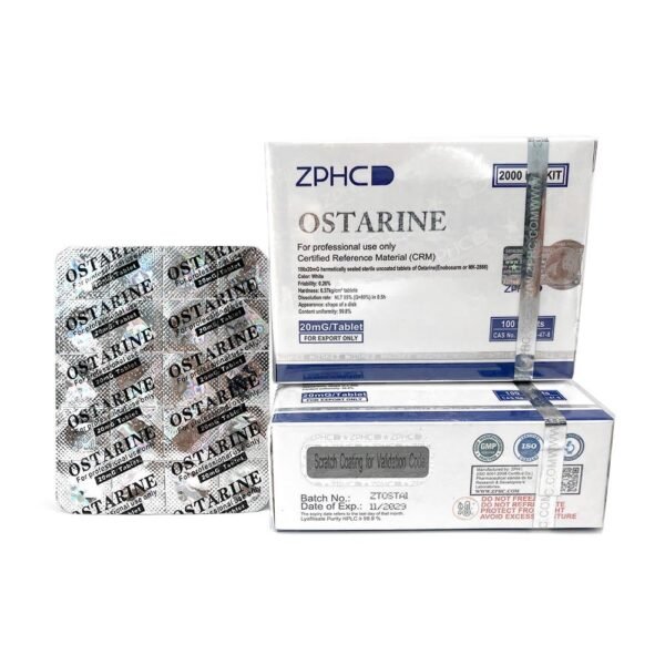 Blister showing 100 Ostarine ZPHC tablets, each 20 mg MK-2866 dose