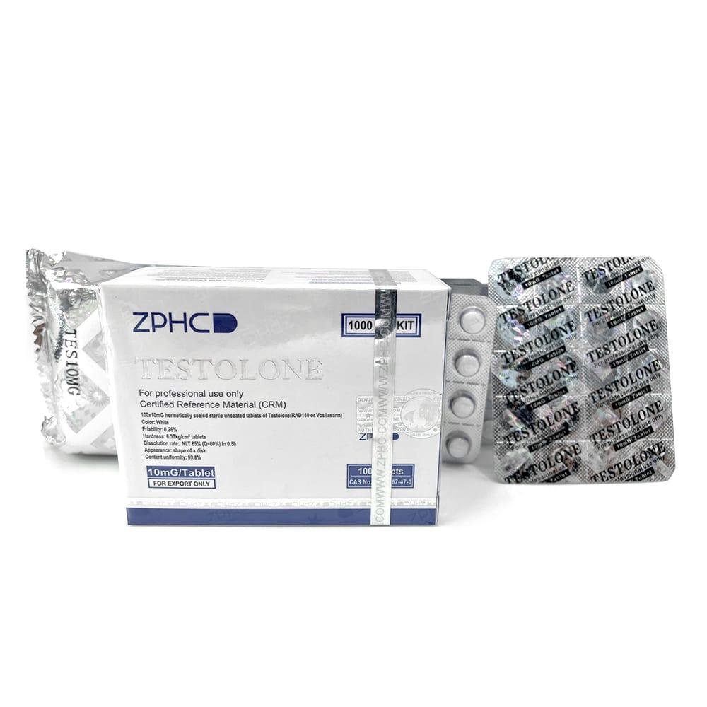 Testolone RAD-140 ZPHC 10 mg oral SARM — front box of 100 tablets