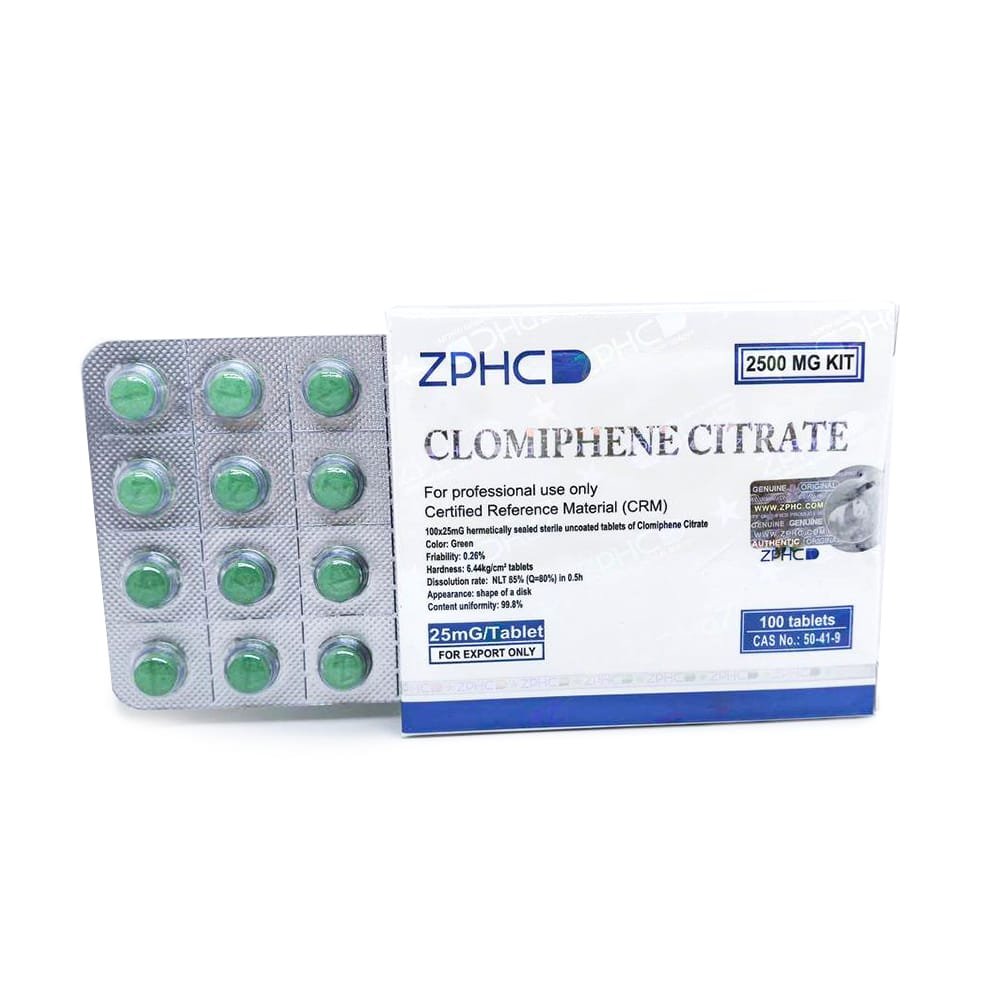 Clomiphene Citrate (Clomid) ZPHC 25 mg — front box of 100 tablets SERM